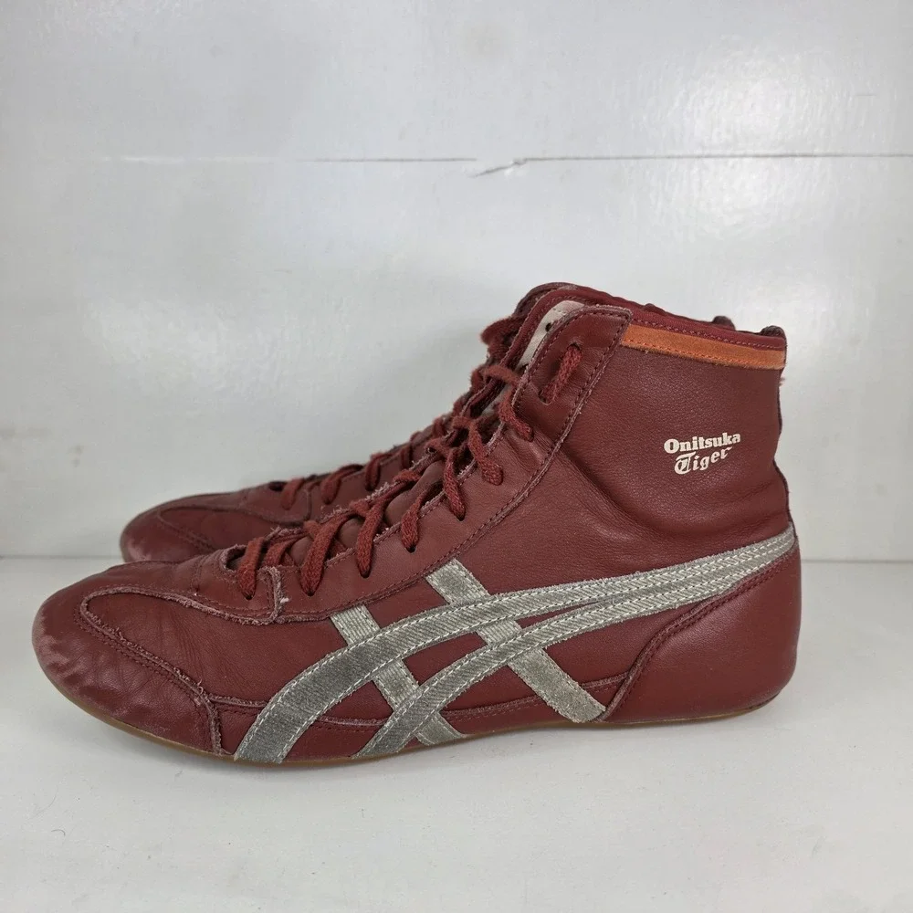 Ontisuka Tigers Asics Wrestling Shoes Red Brown Mens Sz 12 VTG Leather 2004 RARE